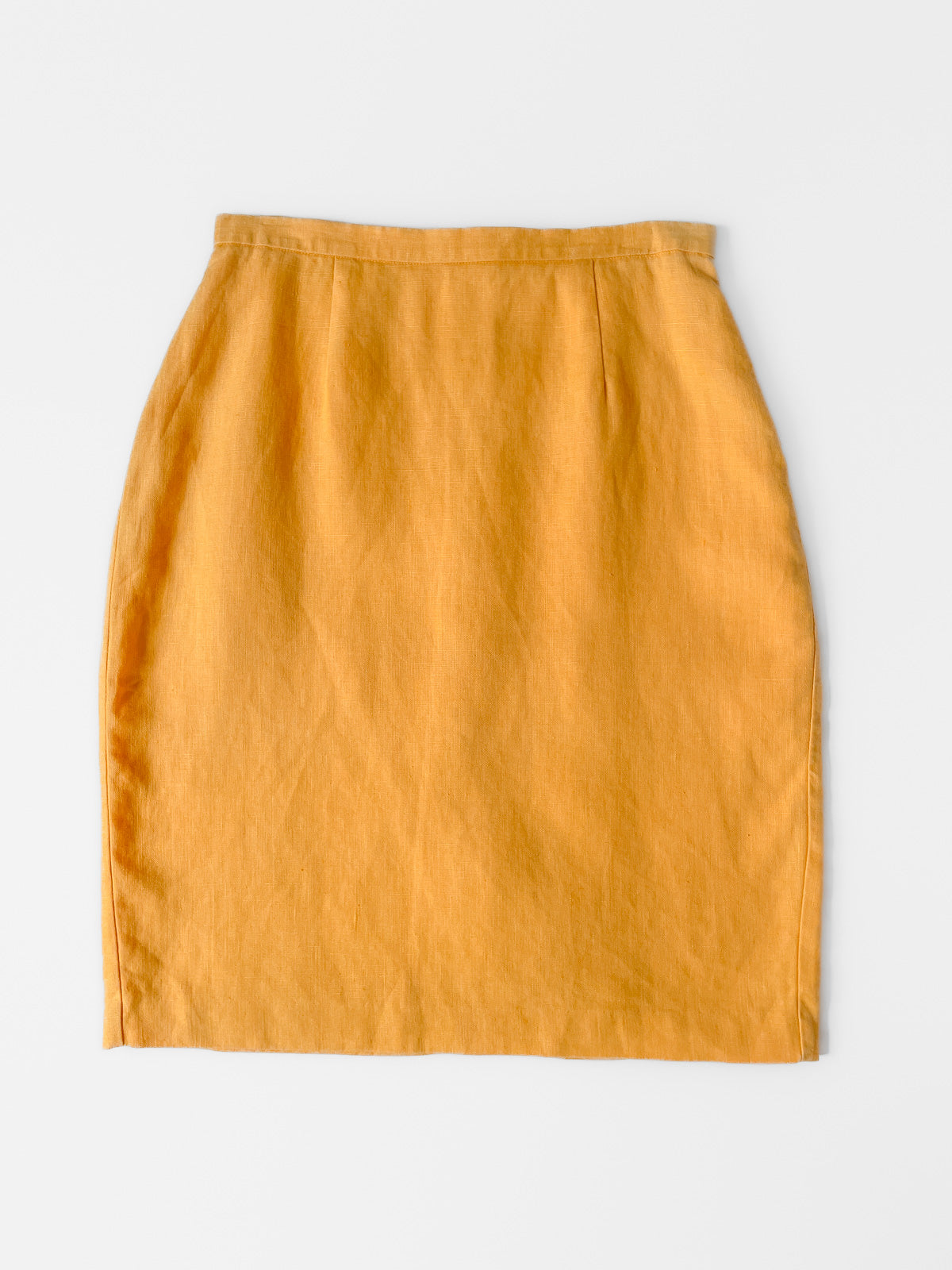 Golden Yellow Mustard Linen Pencil Skirt