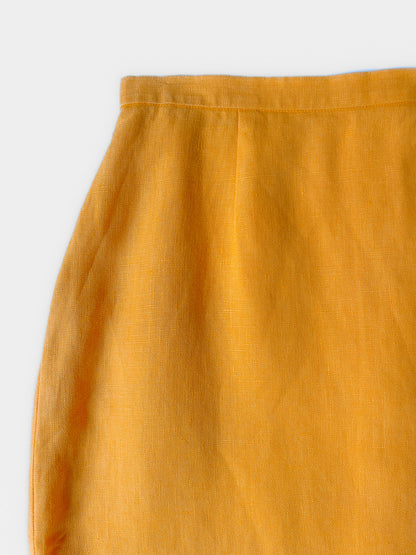 Golden Yellow Mustard Linen Pencil Skirt
