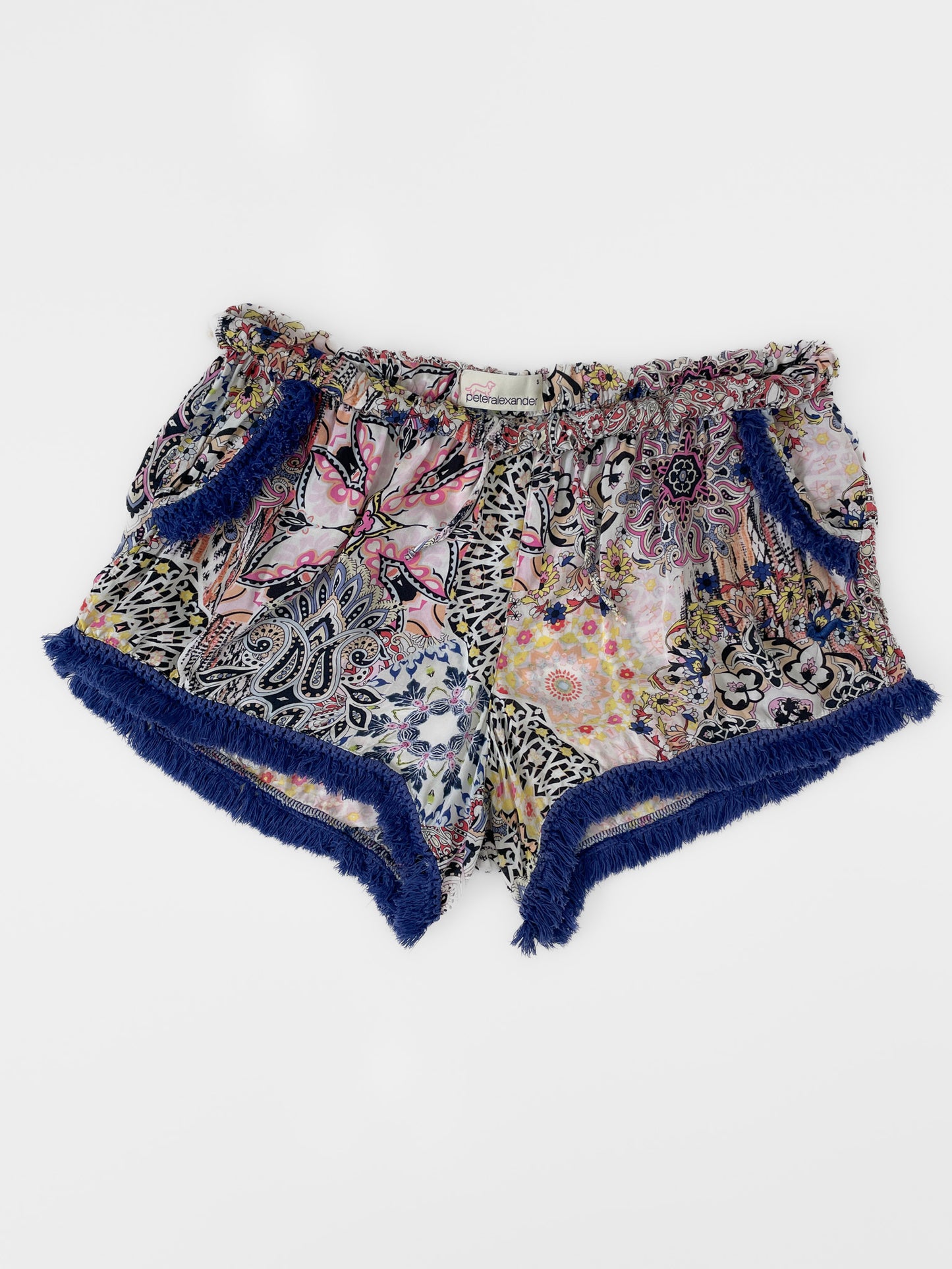 Fringe Trim Summer PJ Print Shorts