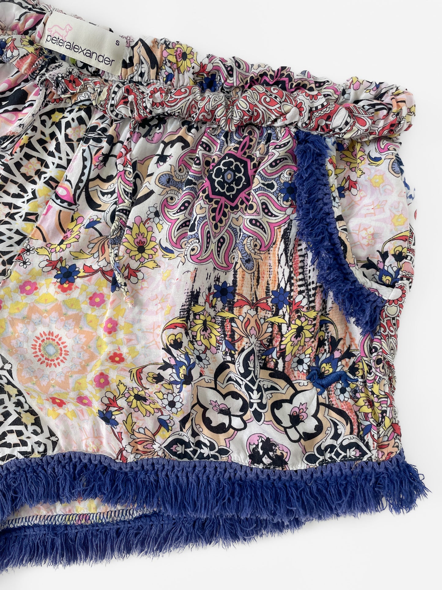 Fringe Trim Summer PJ Print Shorts