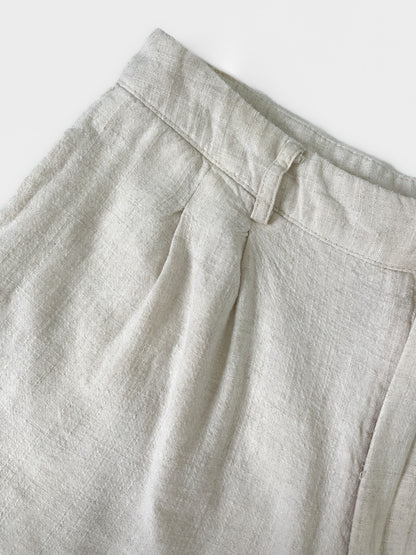 Beige Linen Blend Shorts
