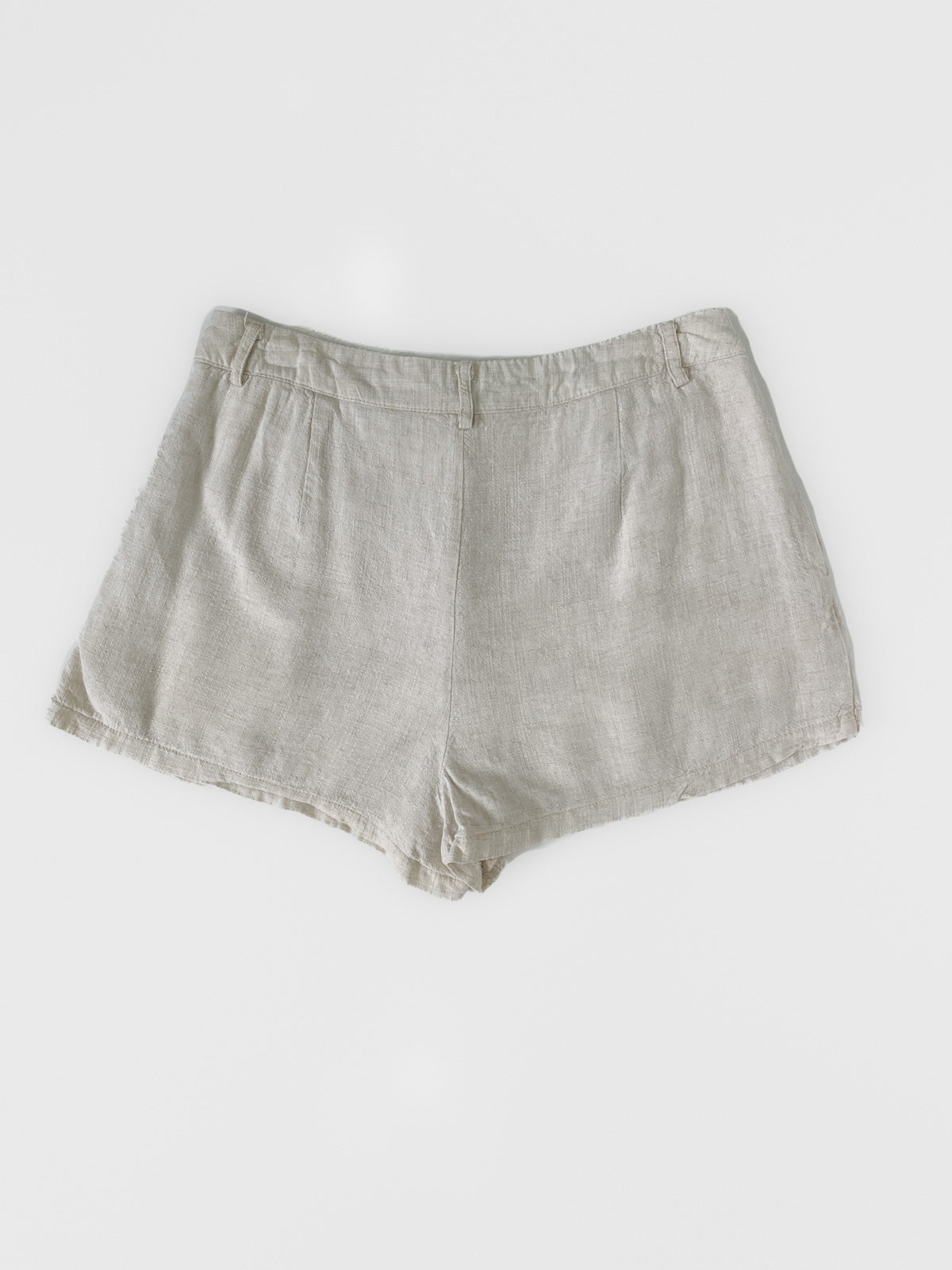 Beige Linen Blend Shorts