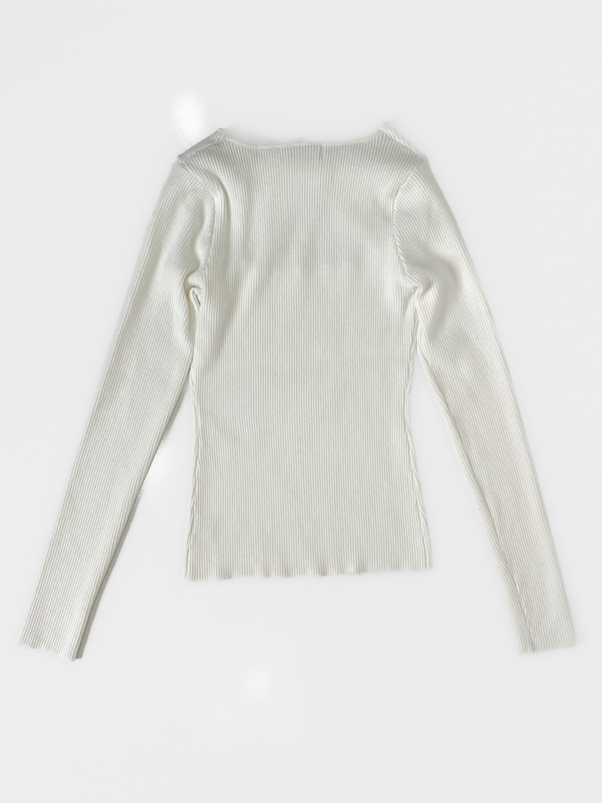 Twist Neck Ribbed Knit Top in Ivory