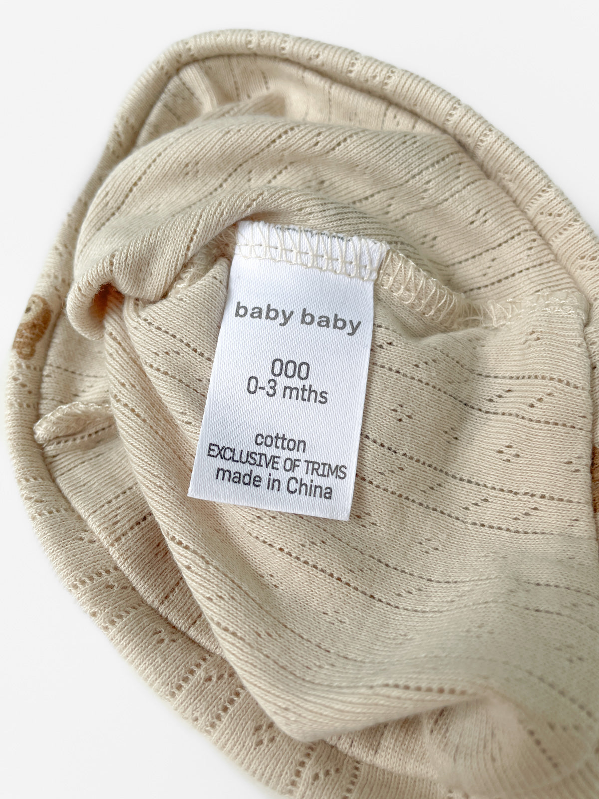 Teddybear Pointelle Beanie in Beige