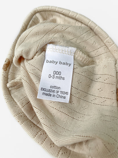 Teddybear Pointelle Beanie in Beige