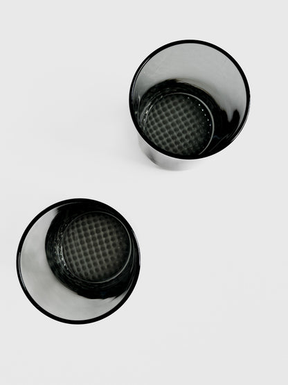 Sundown Black Lowball Whiskey Smoked Glass Tumblers