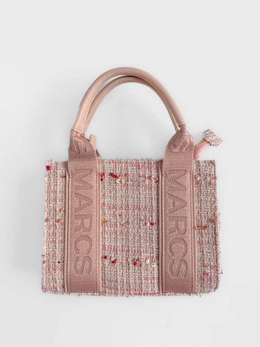 "Barbados Mini Tote Bag" in Pink Tweed Boucle