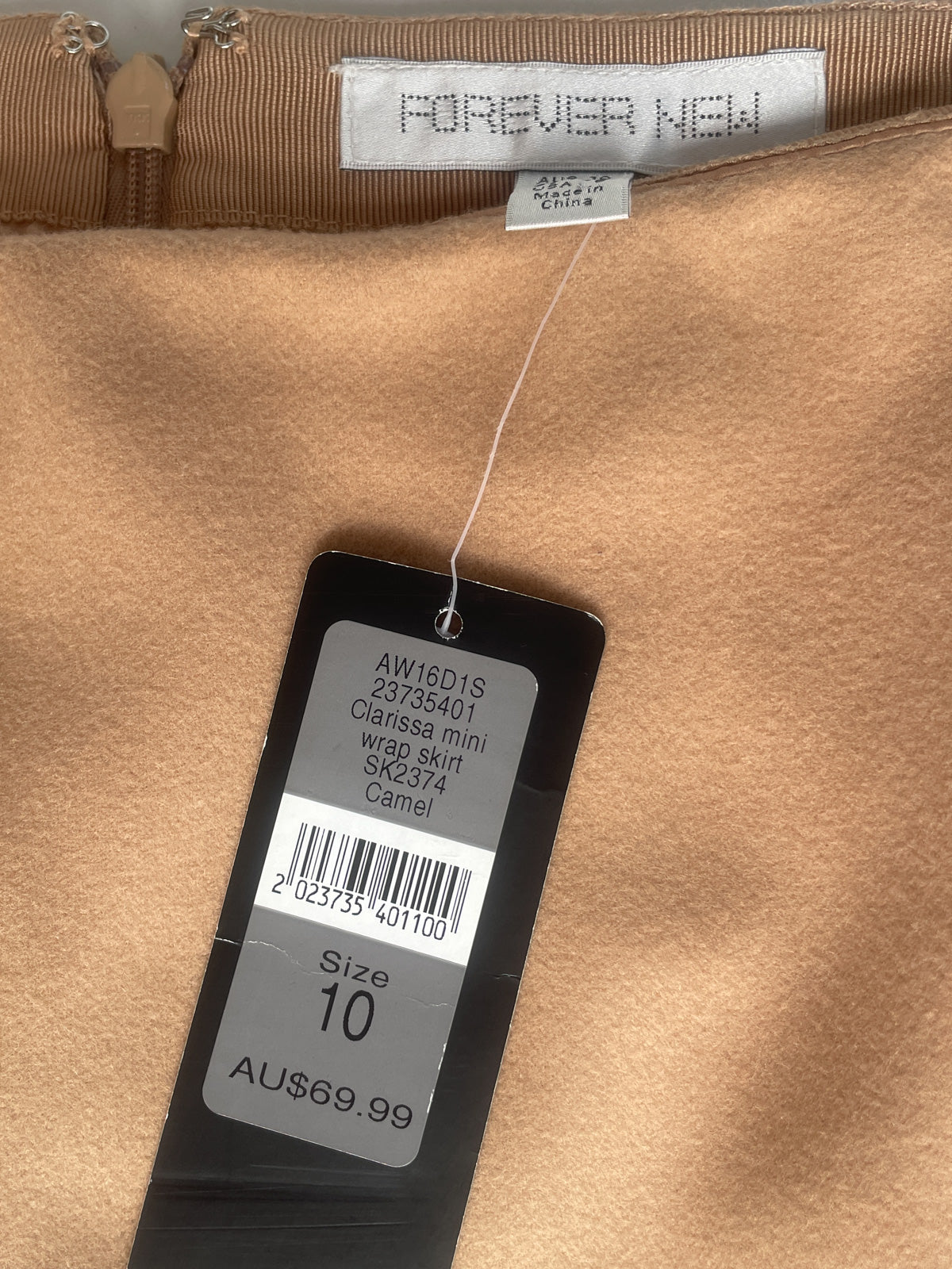 "Clarissa mini wrap skirt in camel"