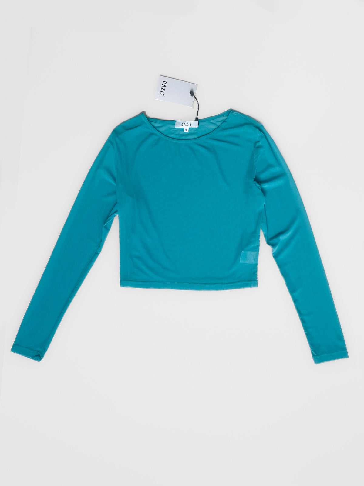 Mesh "All Mine Long Sleeve Top" in Aqua Blue