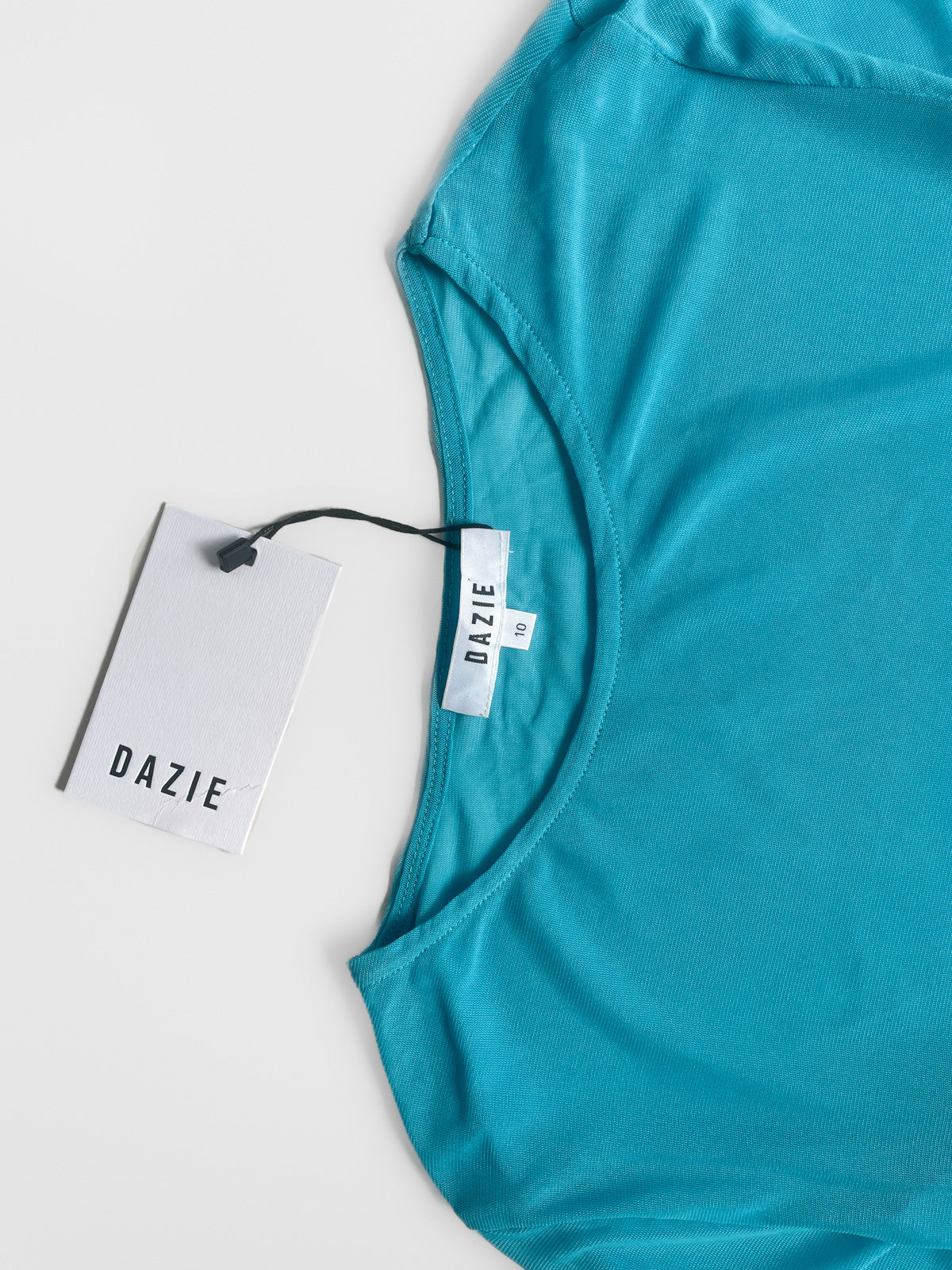 Mesh "All Mine Long Sleeve Top" in Aqua Blue