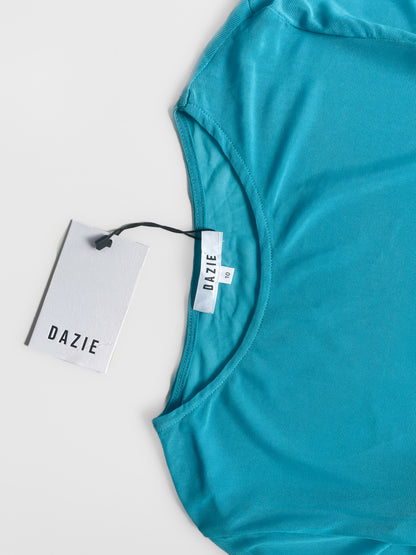 Mesh "All Mine Long Sleeve Top" in Aqua Blue