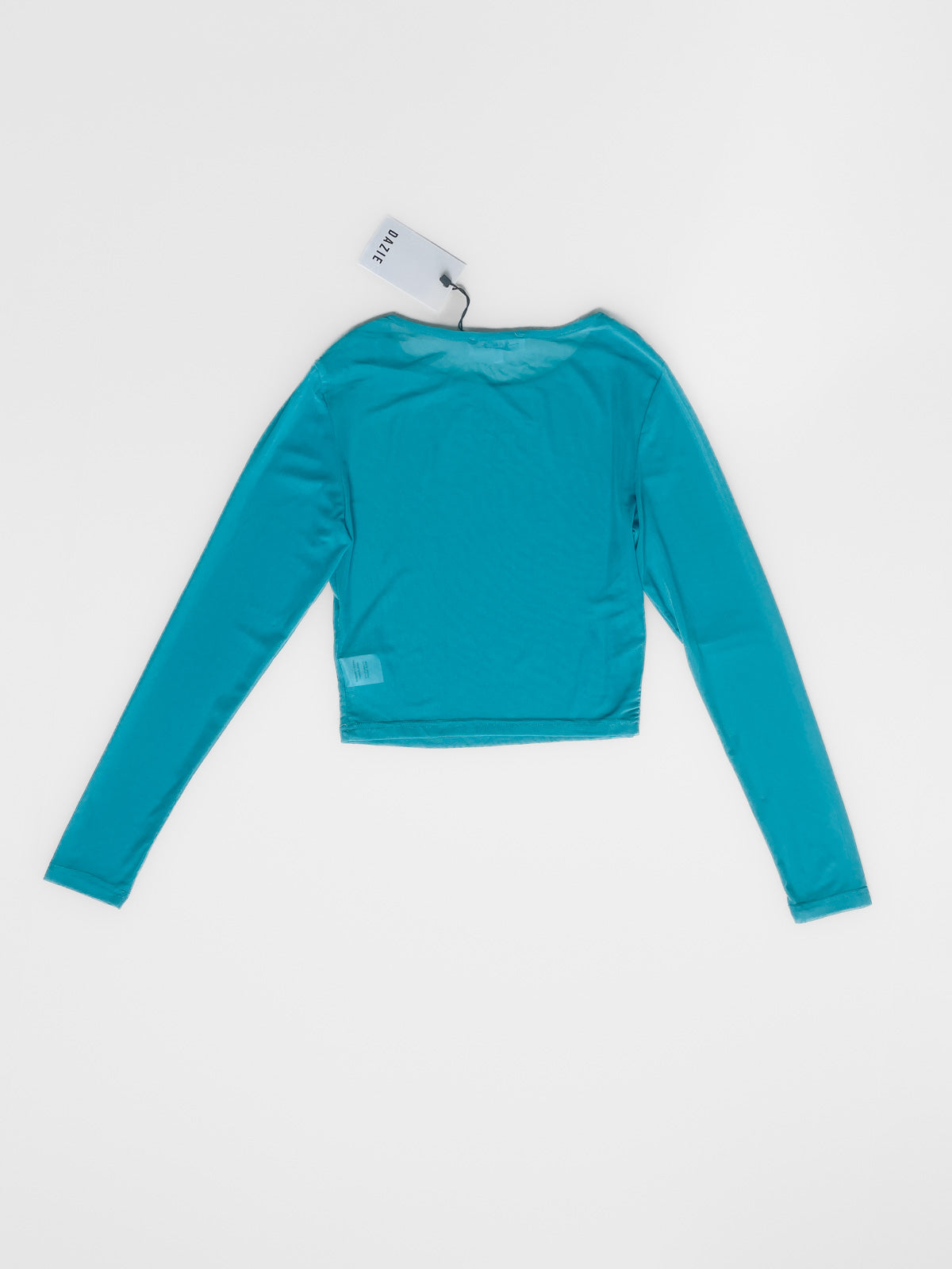 Mesh "All Mine Long Sleeve Top" in Aqua Blue