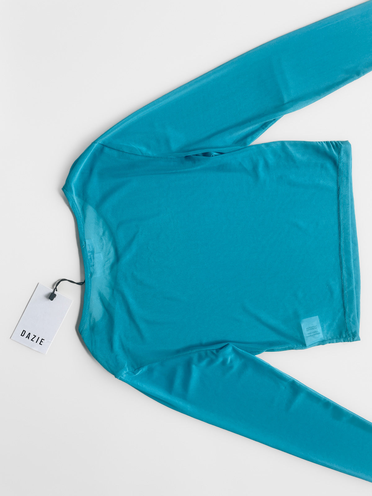Mesh "All Mine Long Sleeve Top" in Aqua Blue