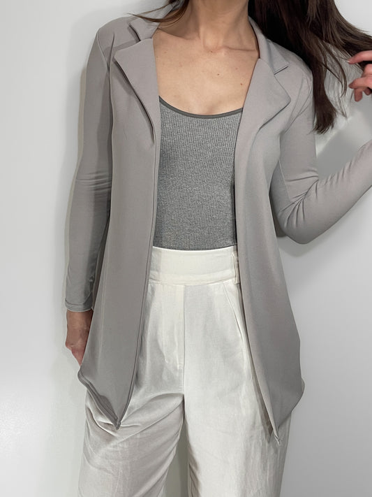 Grey Longline Stretch Blazer
