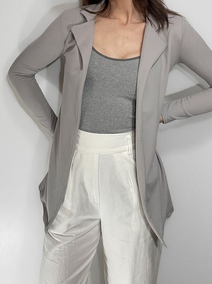 Grey Longline Stretch Blazer