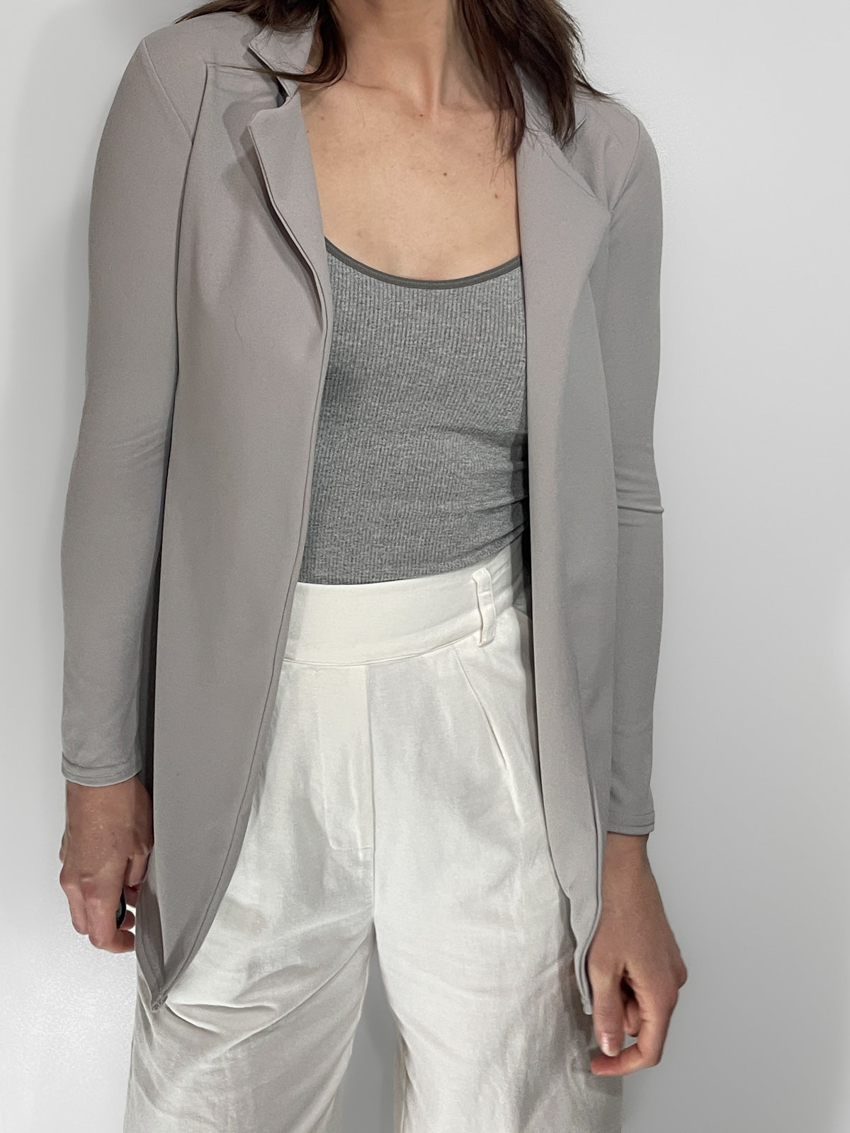 Grey Longline Stretch Blazer