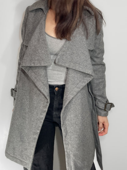 Woollen Trench Coat in Grey