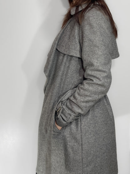 Woollen Trench Coat in Grey