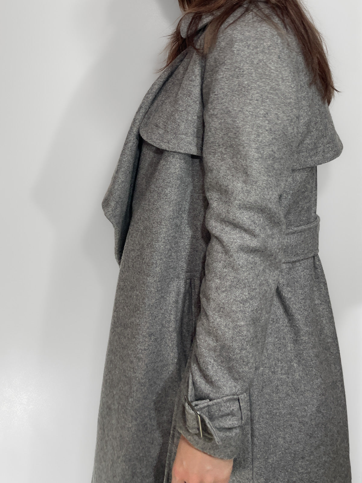 Woollen Trench Coat in Grey
