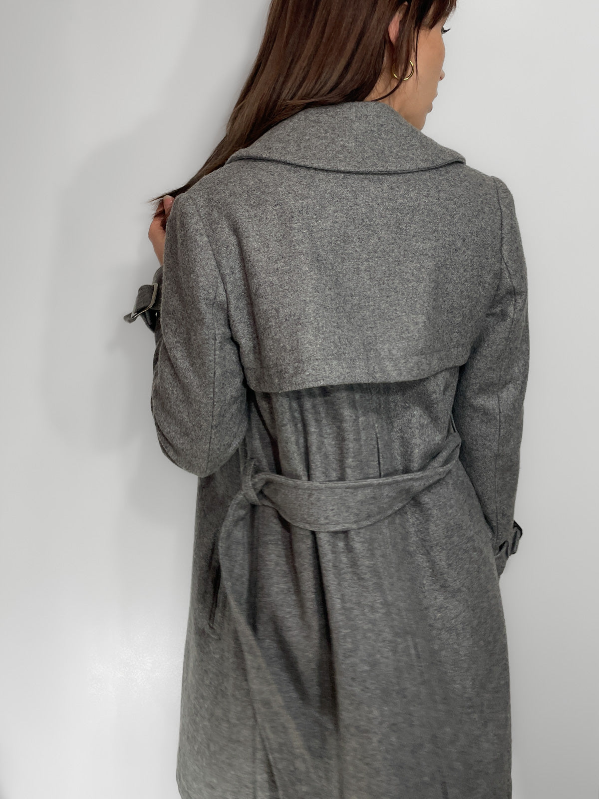 Woollen Trench Coat in Grey