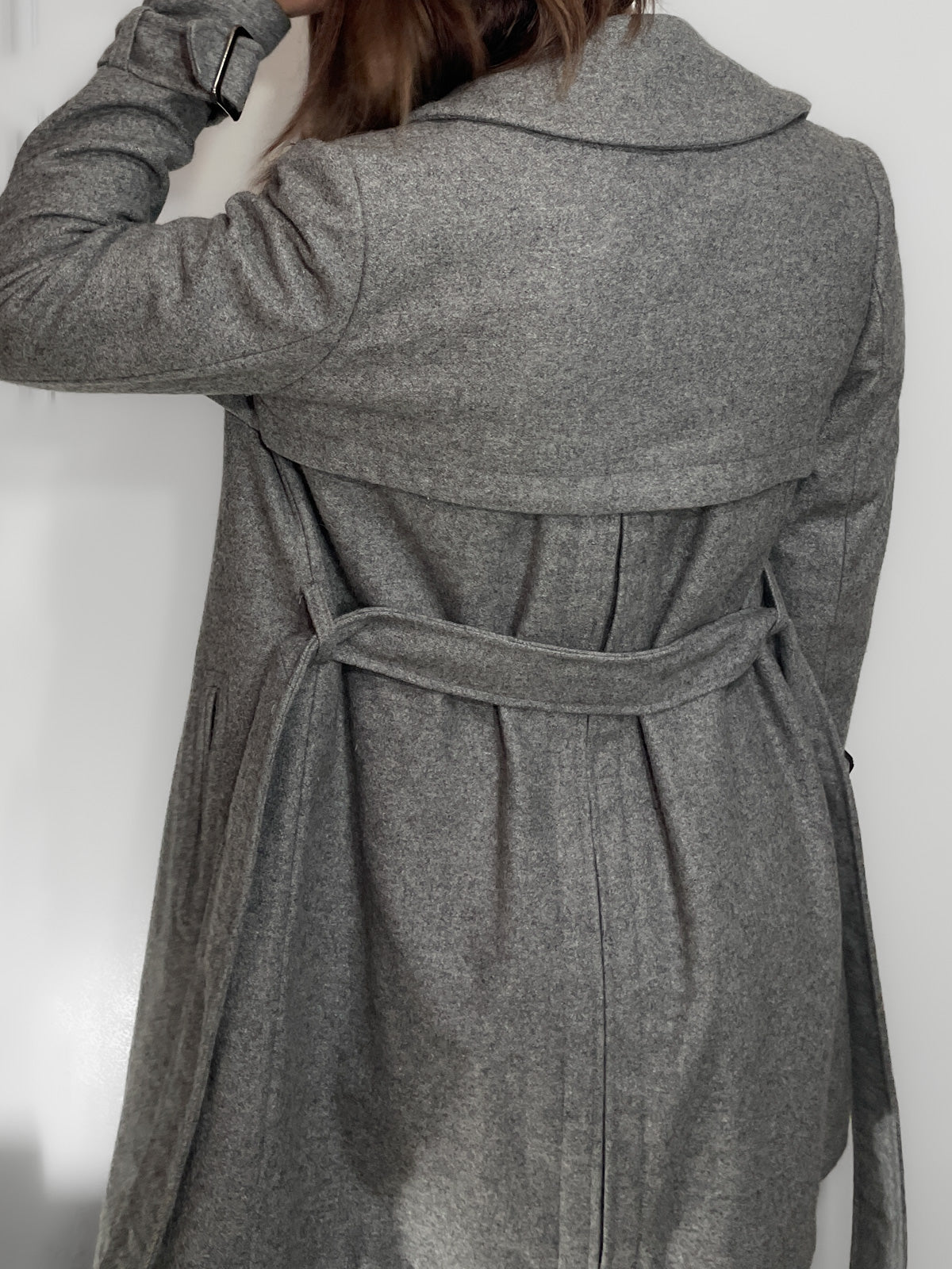 Woollen Trench Coat in Grey