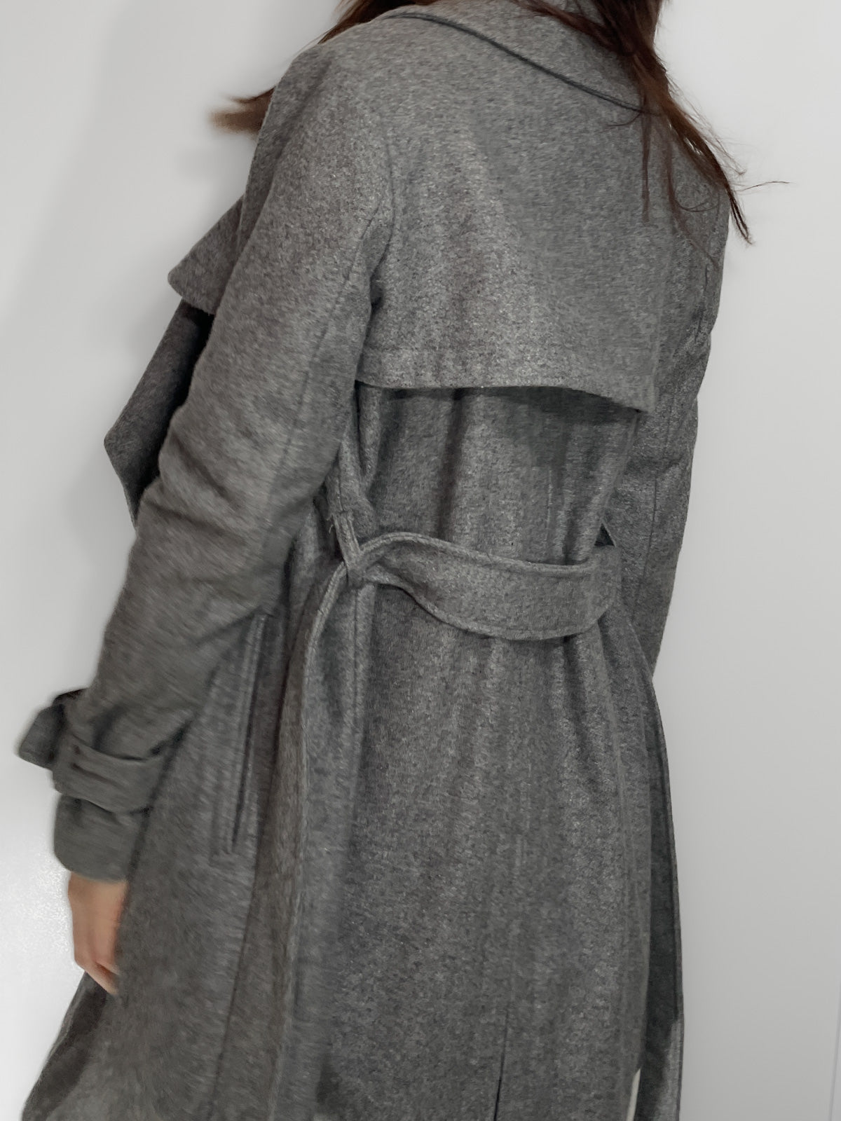 Woollen Trench Coat in Grey