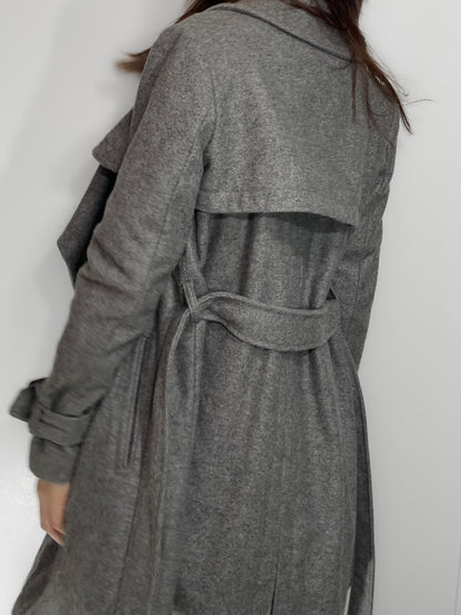 Woollen Trench Coat in Grey