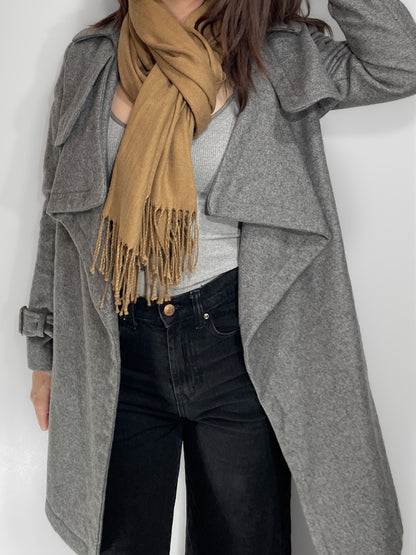 Woollen Trench Coat in Grey