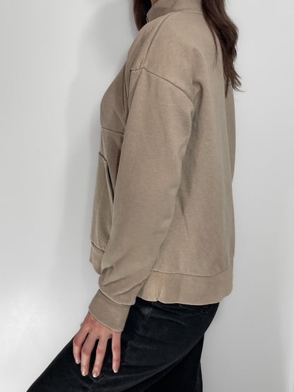 Taupe Funnel Neck Quarter Zip Jumper