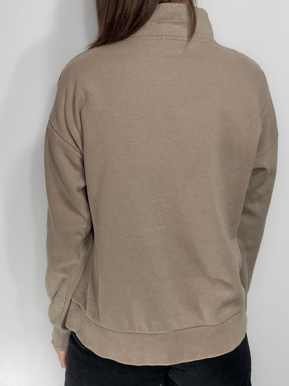 Taupe Funnel Neck Quarter Zip Jumper