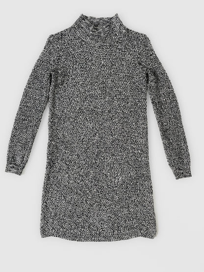 Cotton Cashmere Knit Sweater Dress in Grey Marle