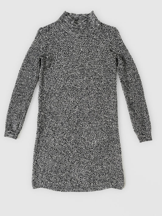 Cotton Cashmere Knit Sweater Dress in Grey Marle