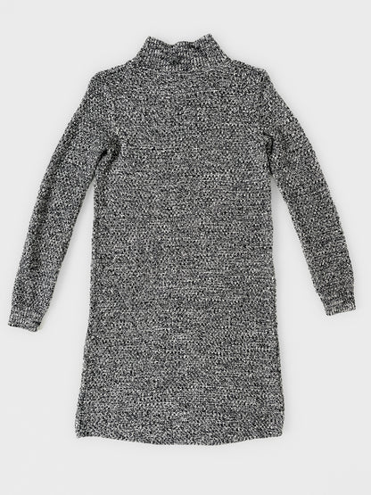Cotton Cashmere Knit Sweater Dress in Grey Marle