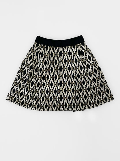 Black and Gold Jacquard Box Pleat Skirt