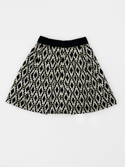 Black and Gold Jacquard Box Pleat Skirt