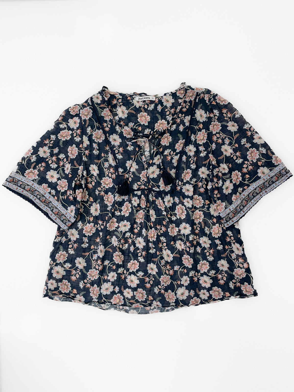 Jacobean Floral Cotton & Linen Blouse