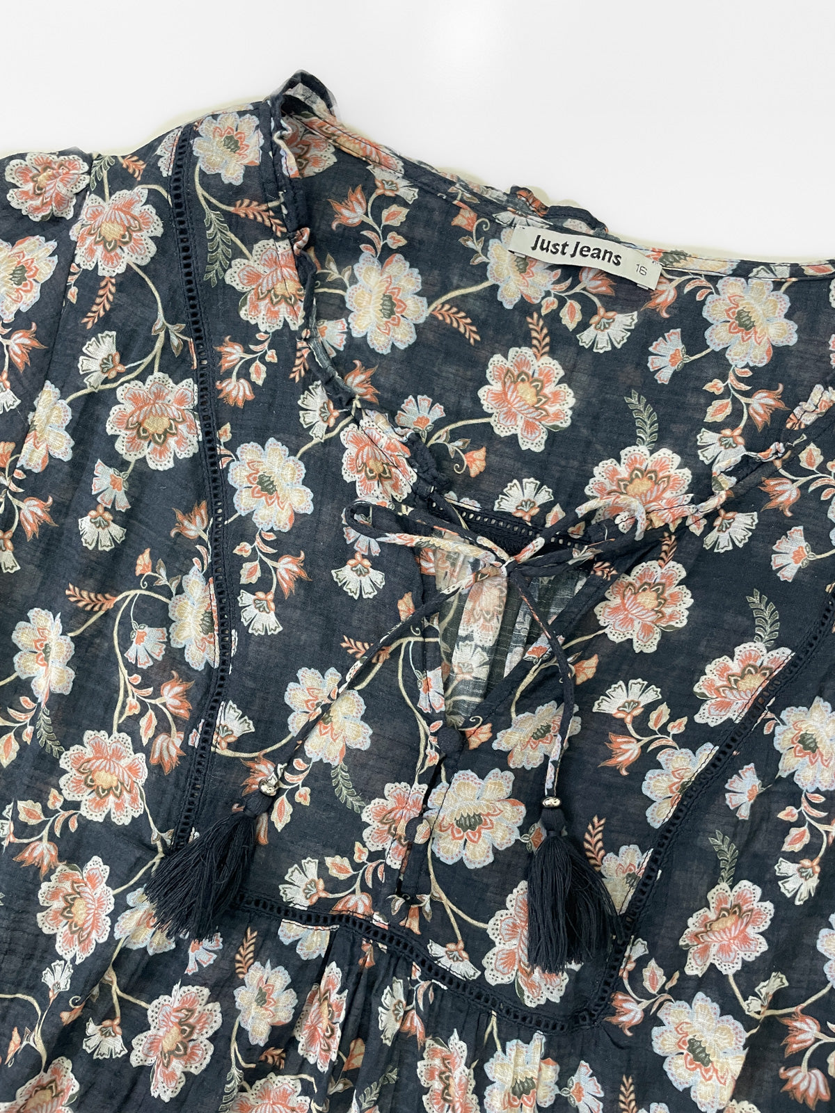 Jacobean Floral Cotton & Linen Blouse