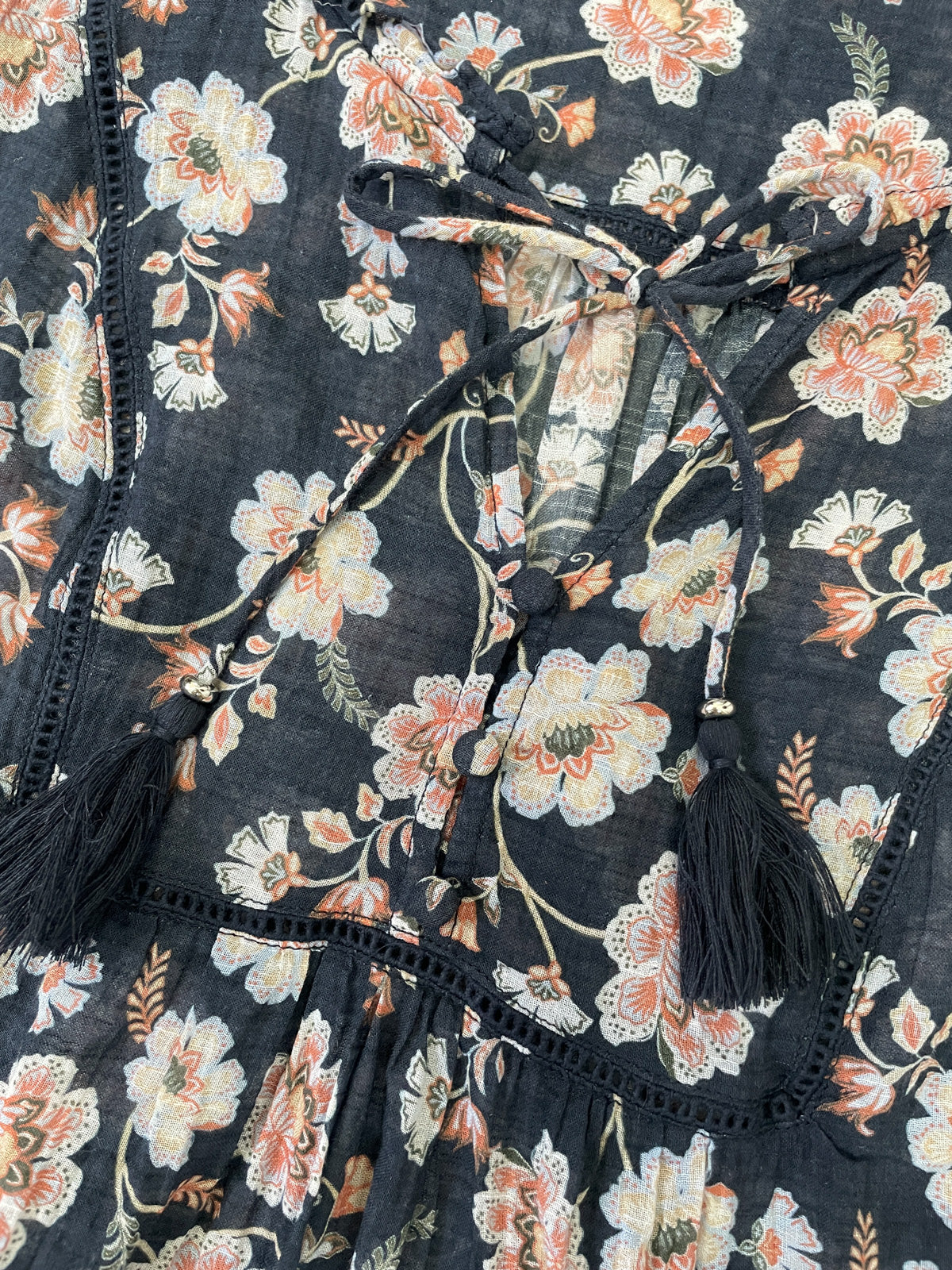 Jacobean Floral Cotton & Linen Blouse