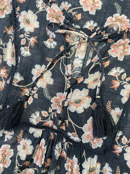 Jacobean Floral Cotton & Linen Blouse