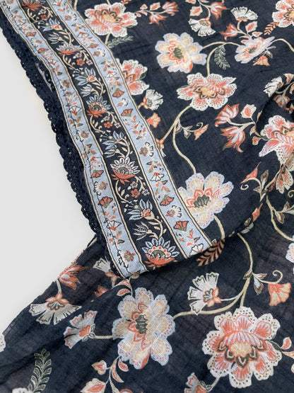 Jacobean Floral Cotton & Linen Blouse