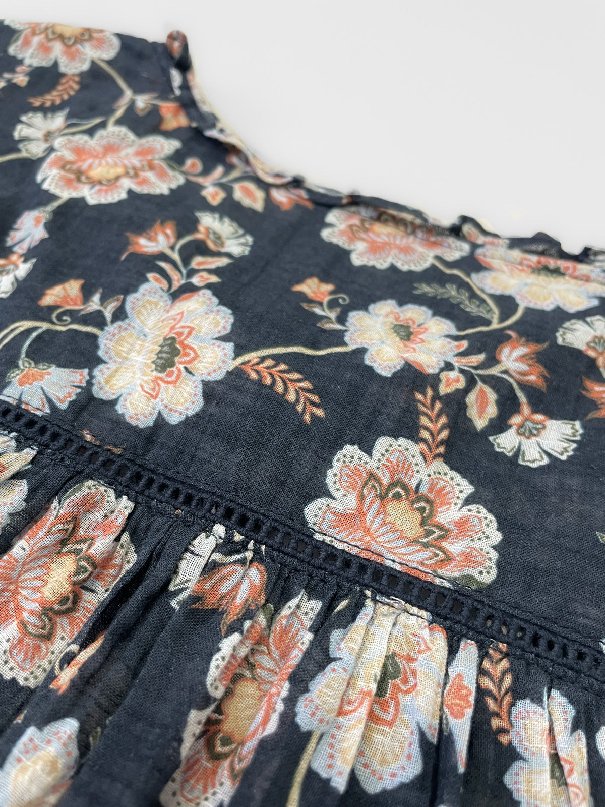 Jacobean Floral Cotton & Linen Blouse