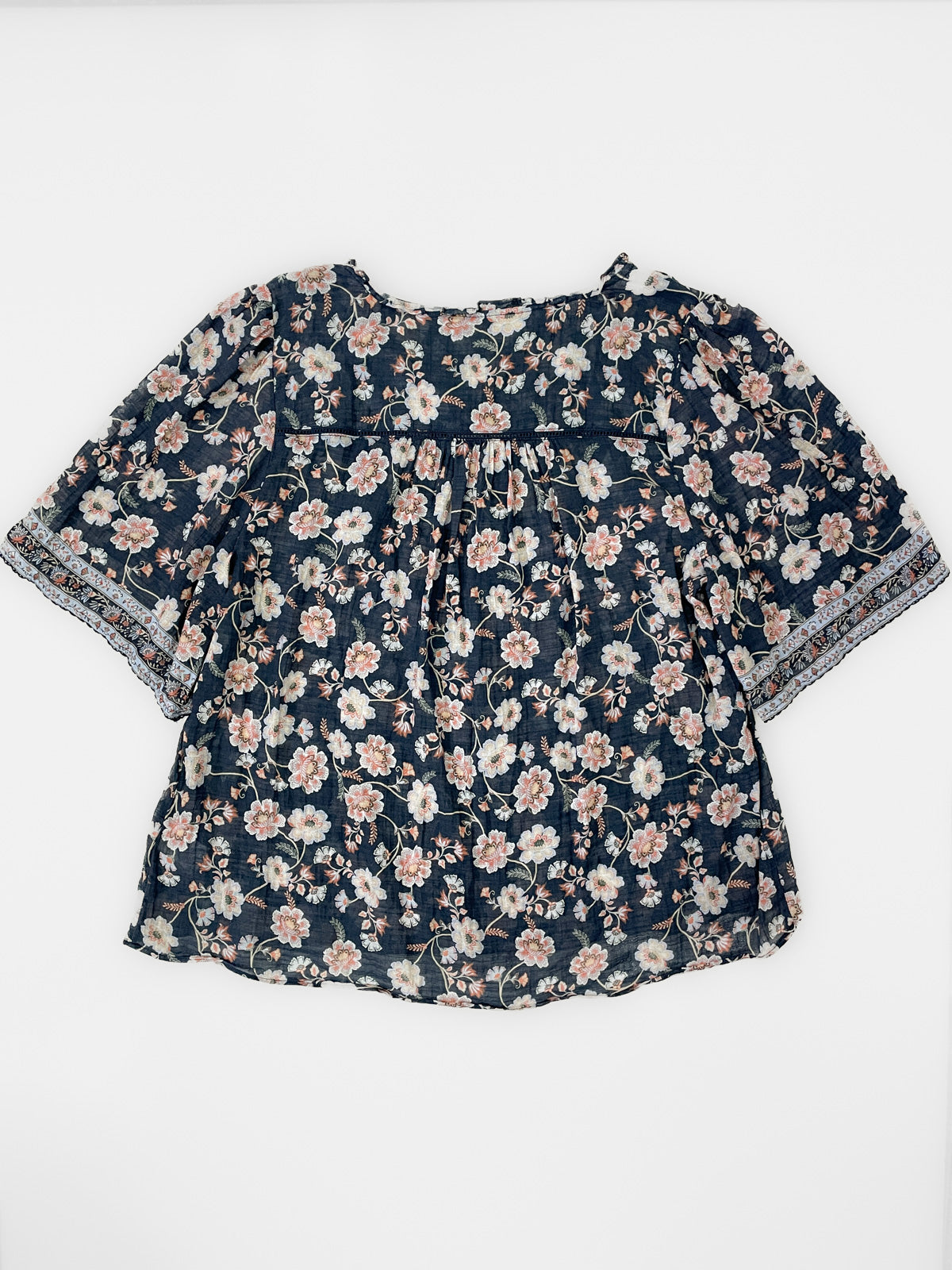 Jacobean Floral Cotton & Linen Blouse