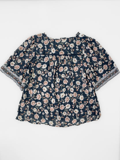 Jacobean Floral Cotton & Linen Blouse