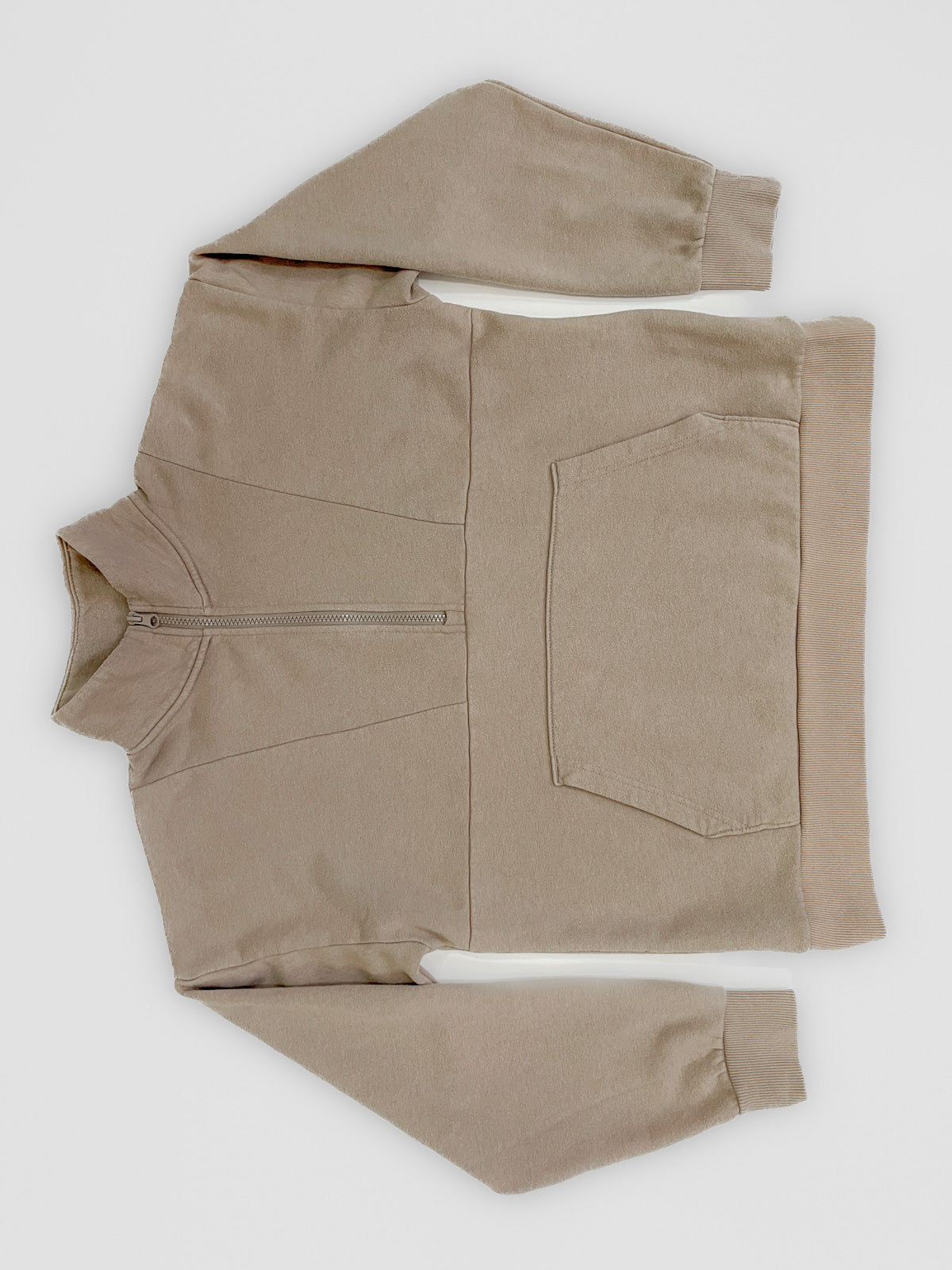 Taupe Funnel Neck Quarter Zip Jumper
