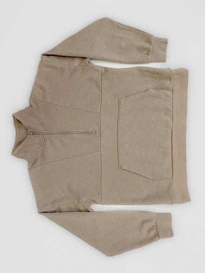 Taupe Funnel Neck Quarter Zip Jumper