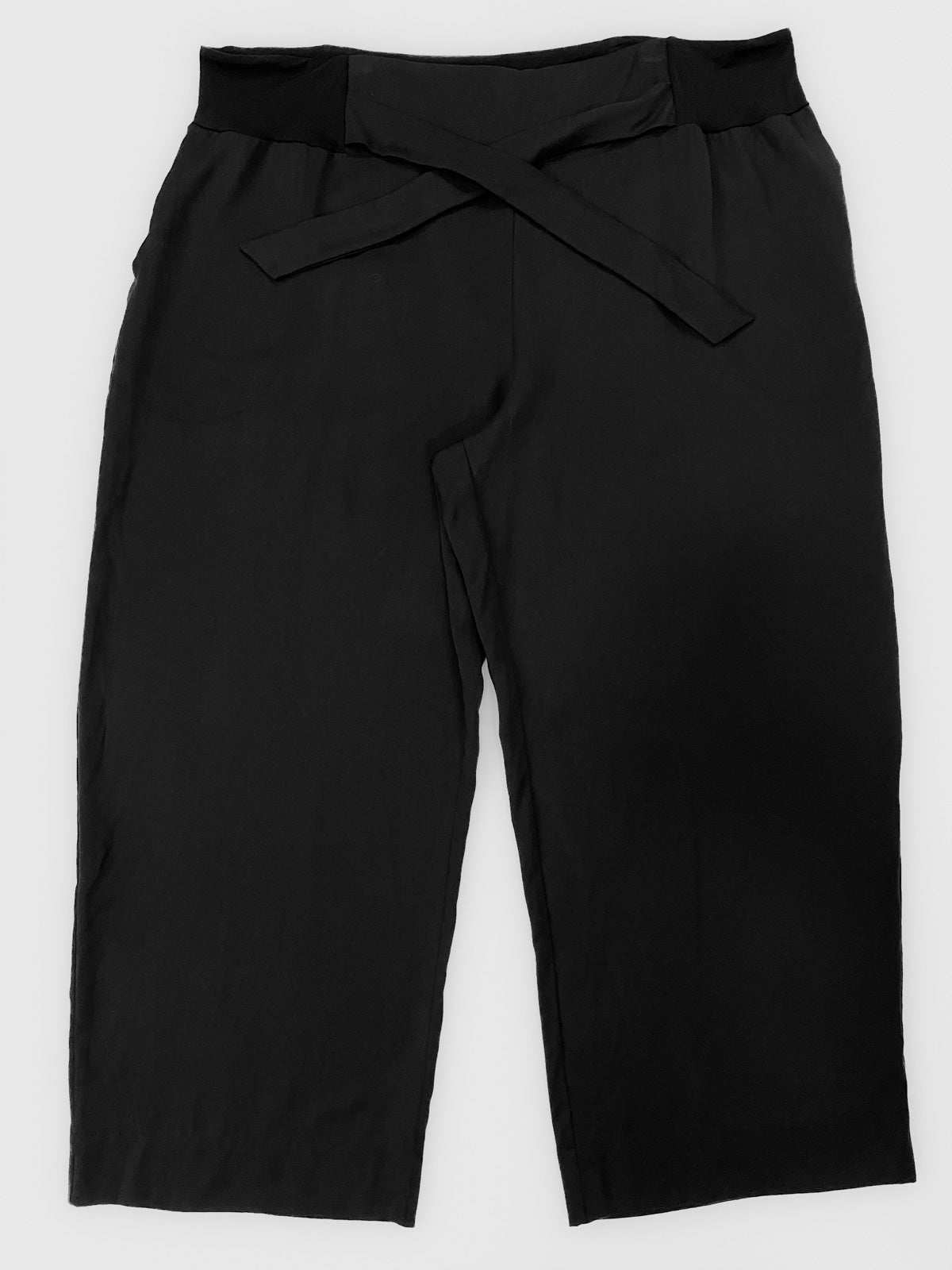 Lyocell Tie Waist Soft Trousers in Black
