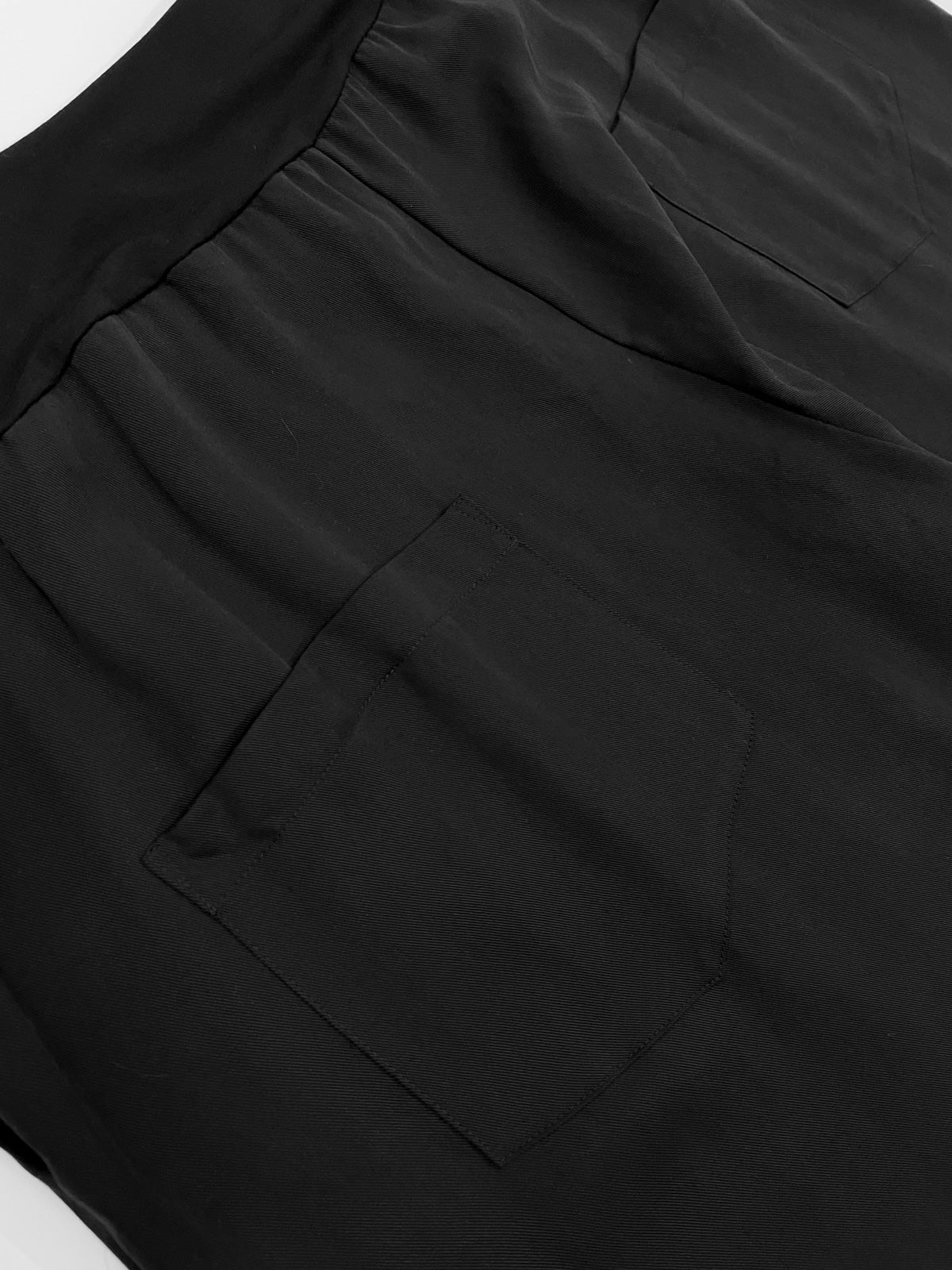 Lyocell Tie Waist Soft Trousers in Black