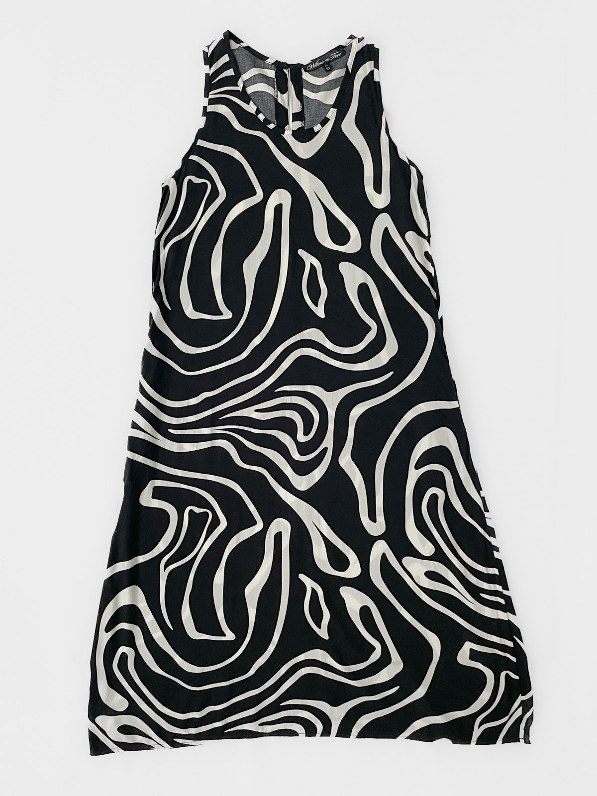 Black Swirl Sleeveless Midi Dress