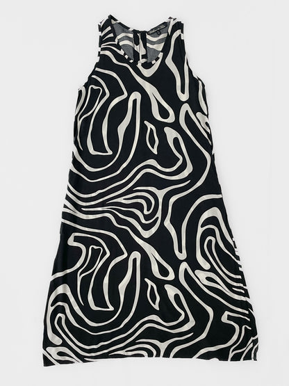Black Swirl Sleeveless Midi Dress