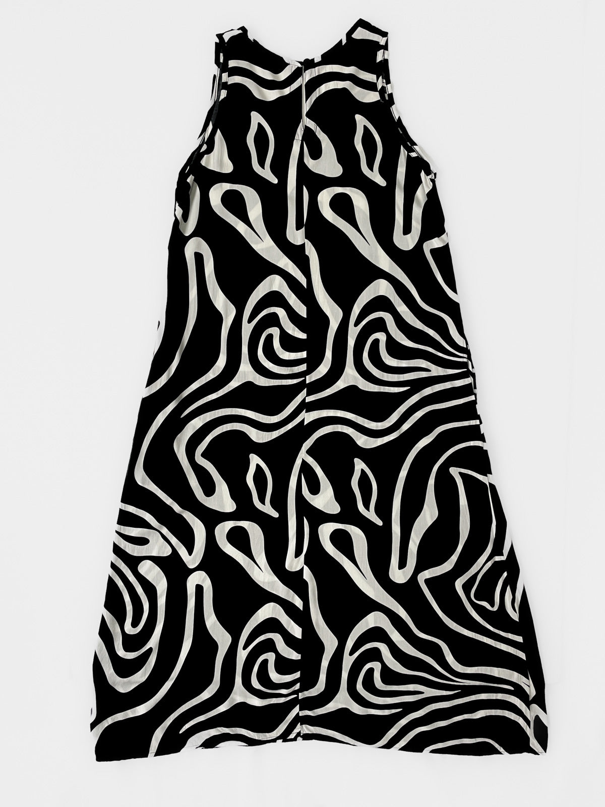 Black Swirl Sleeveless Midi Dress
